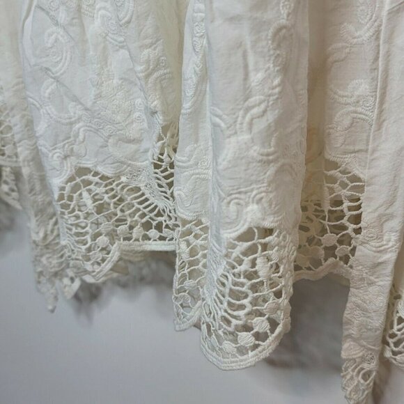 Isabella Sinclair Anthropologie White 100% Cotton Broderie Swing Dress SZ S/P - Picture 5 of 9